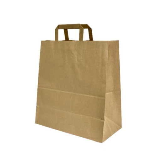 Torba papierowa brązowa z uchwytem płaskim 26 x 17 x 26 cm - 250 szt./karton