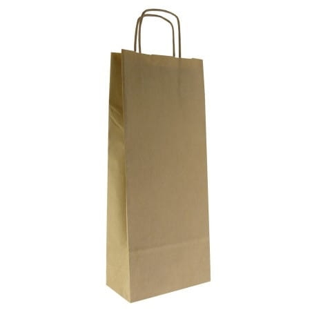 Torba papierowa wino 1 butelka 18 x 8 x 34 cm kraft  - 50 szt./opak.