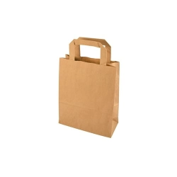 Torba papierowa brązowa z uchwytem płaskim 18 x 9 x 23 cm - 250 szt./karton
