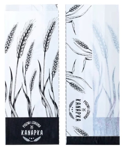 Torebka papierowa fałdowa 12 x 7 x 22 cm PYSZNA I ZDROWA KANAPKA Panorama - 1 000 szt./kart.