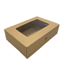 Pojemnik kartonowy z okienkiem PE 31 x 22 x 8 cm kraft - 120 szt./karton
