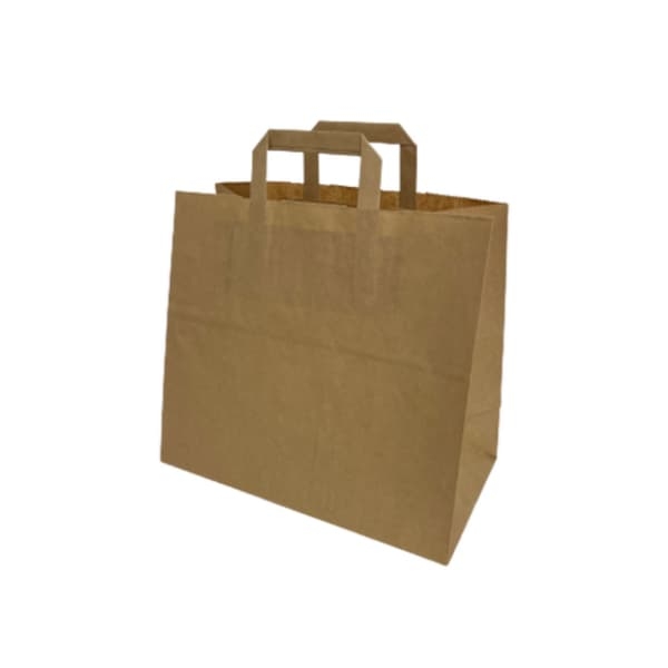 Torba papierowa brązowa z uchwytem płaskim 32 x 17 x 29 cm - 1 szt