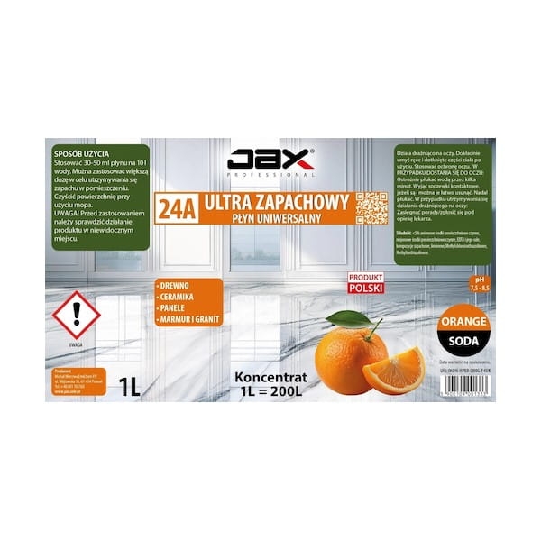 Profesjonarny płyn do mycia podłóg twardych Orange Soda - 1 L 4