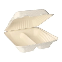 Pojemnik z pulpy trzciny cukrowej 2 komorowy 20 x 22 x 7,5 cm - 50 szt./opak.