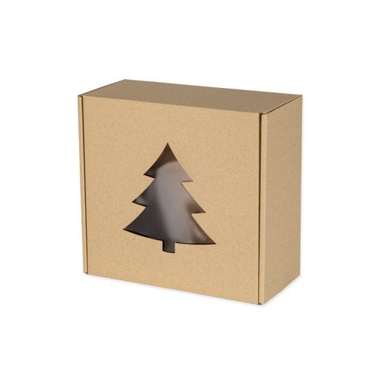Pudełko prezentowe z okienkiem Choinka 20 x 20 x 10 cm - 1 szt