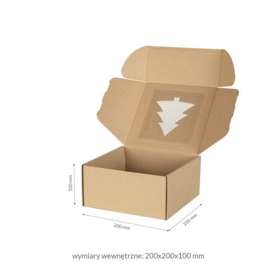 Pudełko prezentowe z okienkiem Choinka 20 x 20 x 10 cm - 1 szt 5