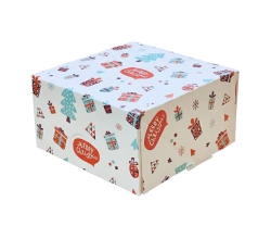 Pudełko cukiernicze klejone 13 x 13 x 7 cm - Świąteczny Merry Christmas - 220 szt./ karton