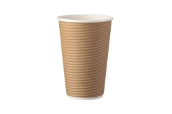 Kubki papierowe 480 ml, 90 mm, dwuwarstwowe (dwuściankowe), kraft – 25 szt.