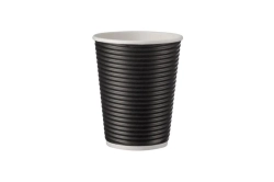 Kubki papierowe 360 ml, 90 mm, dwuwarstwowe (dwuściankowe), czarne – 25 szt.