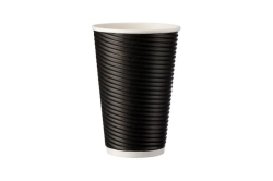 Kubki papierowe 480 ml, 90 mm, dwuwarstwowe (dwuściankowe), czarne – 25 szt.