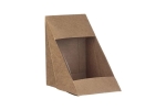 Pojemnik na żywność Kraft trójkątny na kanapki DUŻY 12×12×8,5 cm z okienkiem – 50 szt.