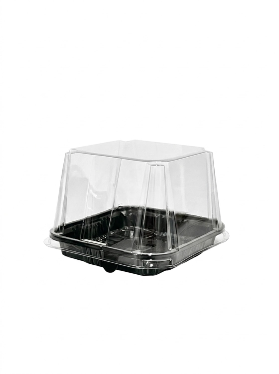 Pojemnik na ciasto Actipack czarny spód transparentne wieczko 152x142x80 mm