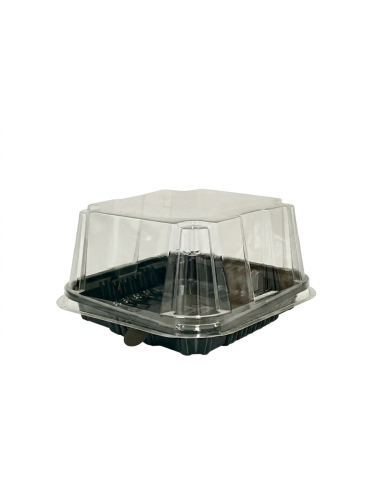 Pojemnik na ciasto Actipack czarny spód transparentne wieczko 152x142x60 mm