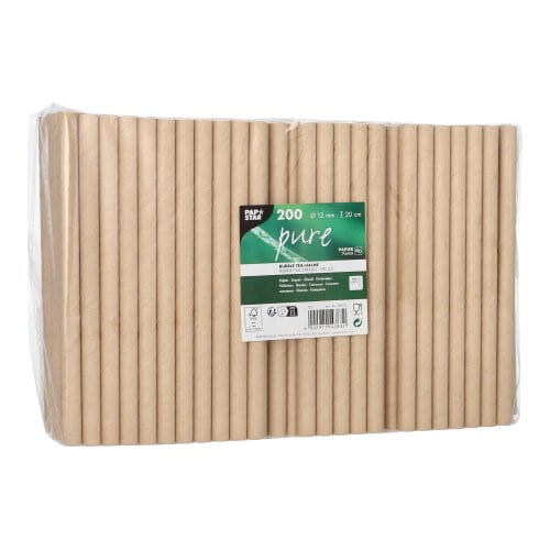 słomki bubbel tea papierowe kraft średnica 12 mm długość 20 cm 200 sztuk