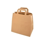 Torby papierowe 26 x 16 x 26 cm, brązowe klockowe eco z uchem płaskim - 250 szt.