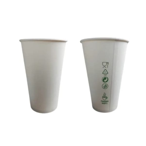 Białe kubki papierowe na kawę 420 ml ZERO PLASTIC Ø90 mm – 50 szt