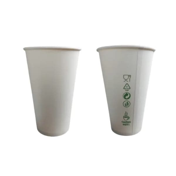 Białe kubki papierowe na kawę 420 ml ZERO PLASTIC Ø90 mm – 50 szt