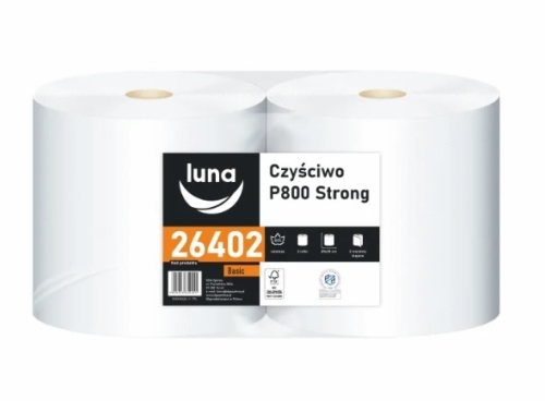 Czyściwo P800 strong 2 warstwowy celuloza, biały 180 mb - 2 rolki opakowanie