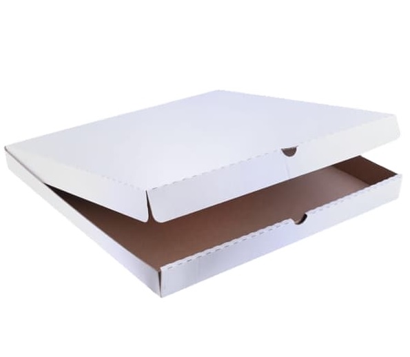 Pudełko karton na pizzę 50 x 50 x 4,5 cm biały, proste rogi, tektura 3-falista typ B, 420 g