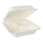 Pojemnik z pulpy trzciny cukrowej 3 komorowy 22 x 20 x 7,7 cm 50 sztuk