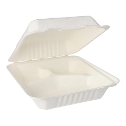 Pojemnik z pulpy trzciny cukrowej 3 komorowy 22 x 20 x 7,7 cm - 50 szt./opak.