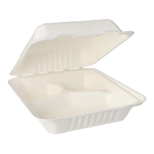 Pojemnik z pulpy trzciny cukrowej 3 komorowy 22 x 20 x 7,7 cm 50 sztuk