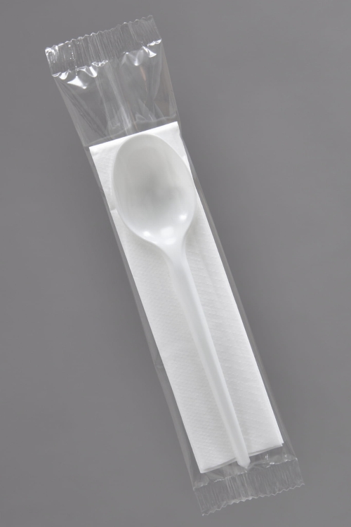 Zestaw foliowany BIAŁY łyżka + serwetka - 350 szt./opak