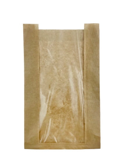 Torebka papierowa fałdowa z okienkiem 23 x 7 x 37 cm - 1000 szt./opak.