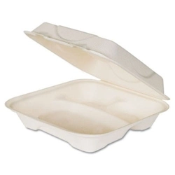Pojemnik z pulpy trzciny cukrowej 3 komorowy 23 x 23 x 7,5 cm - 50 szt./opak.