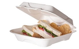 Pojemnik z pulpy trzciny cukrowej 1 komorowy 20 x 20 x 7,5 cm - 50 szt./opak.