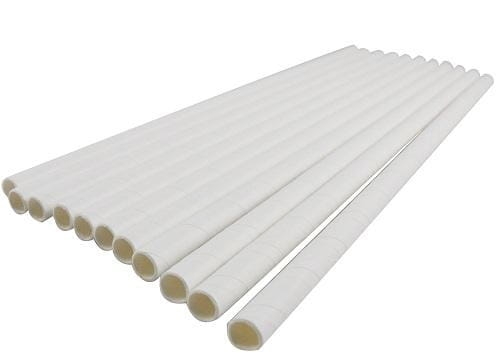Słomki papierowe białe, średnica 6 mm, długość 19,5 cm - 400 szt./opak