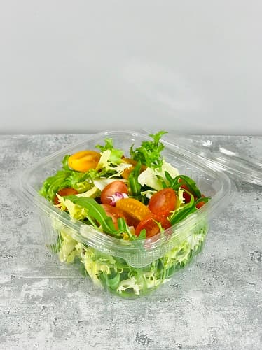 Pojemnik plastikowy, PET,  do surówek i sałatek, z łączonym wieczkiem, pojemność 500 ml