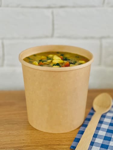 Kubek papierowy PE na zupę, ramen, pojemność 770 ml, kraft