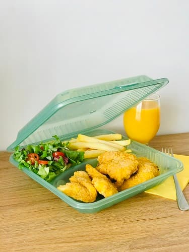 Pojemnik 3 komorowy, wielokrotnego użytku, nie przenosi zapachów, szczelny i praktyczny