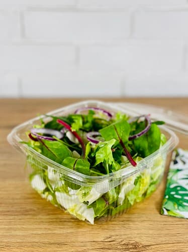 Pojemnik plastikowy PET, pojemność 1500 ml, z łączonym wieczkiem, wysokość 8 cm