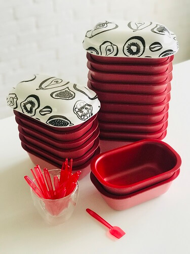 Pojemnik styropianowy na lody z wieczkiem, FUNNYGEL PRUGNA, pojemność 500g, kolor bordowy