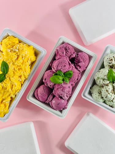 Pojemnik termoizolacyjny na lody Gel, pojemność 750 ml, z pokrywą, kolor biały